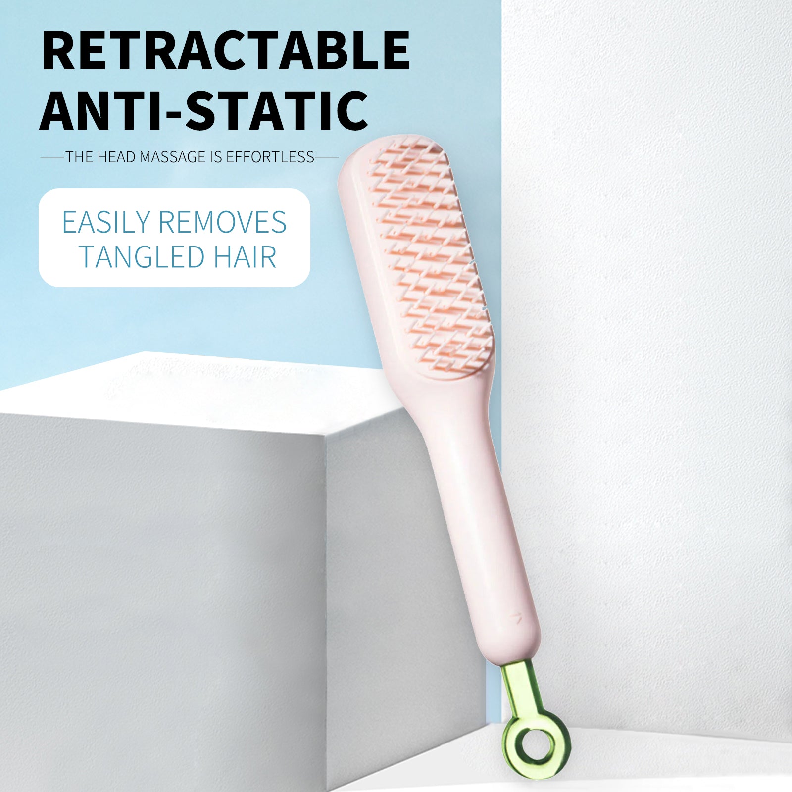 Retractable self cleaning hair brush