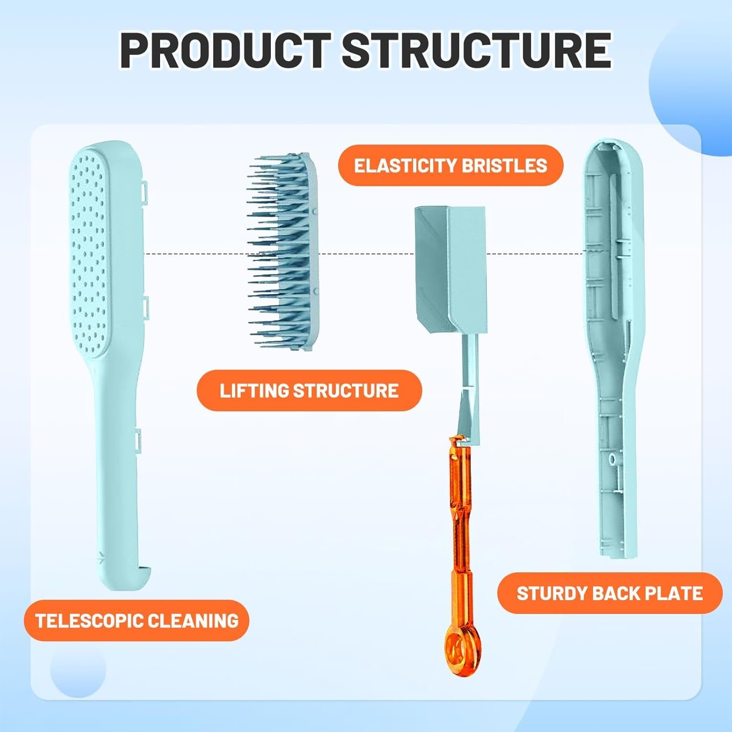 Retractable self cleaning hair brush